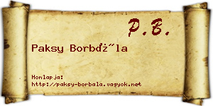 Paksy Borbála névjegykártya