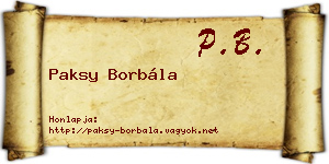 Paksy Borbála névjegykártya